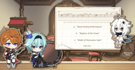 Genshin Impact - Overture of Wandering Notes - Answer Wrath of Monoceros Caeli for Eula and Tartaglia