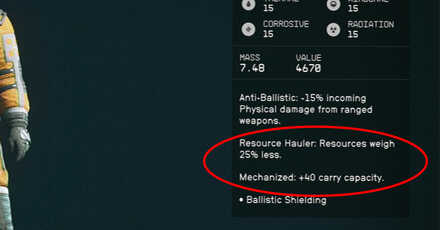 Starfield - Resource Hauler and Mechanized Armor Effects