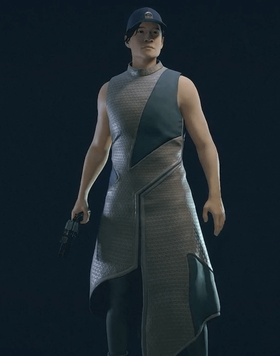 Starfield -  Cream and Blue Dress