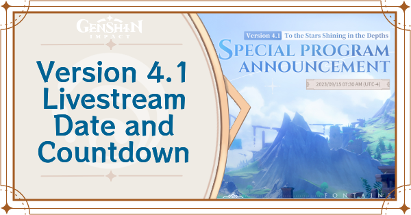 Genshin Impact - 4.1 Livestream Date and Countdown