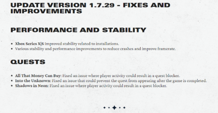 Starfield - Update Patch Notes
