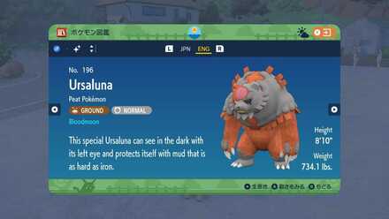 Shiny Ursaluna Pokedex