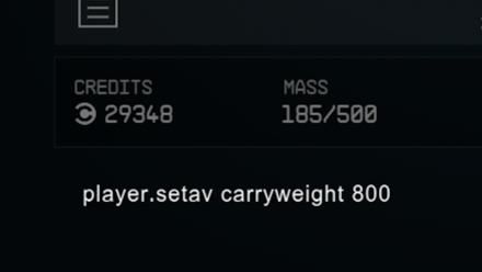 Starfield - Use the command player.setav carryweight