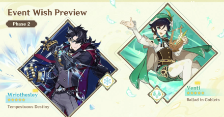 Genshin - Wriothesley and Venti for 4.1 Phase 2