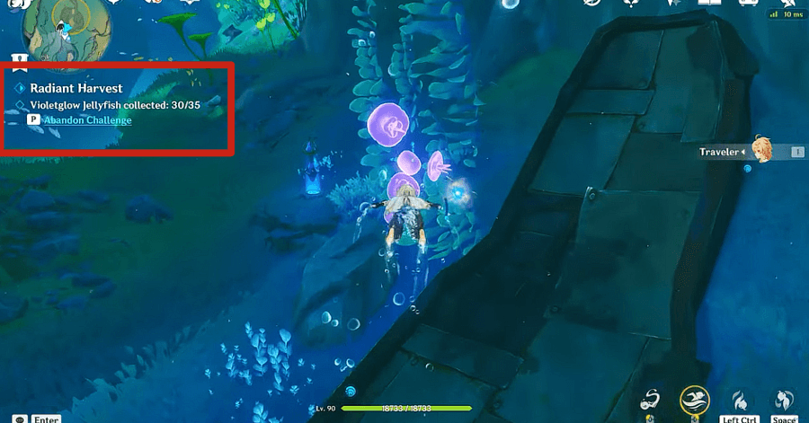 Genshin - Radiant Harvest - Collect Violetglow Jellyfish