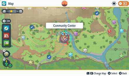 Pokemon SV Teal Mask - Mossui Town Community Center Fast Travel