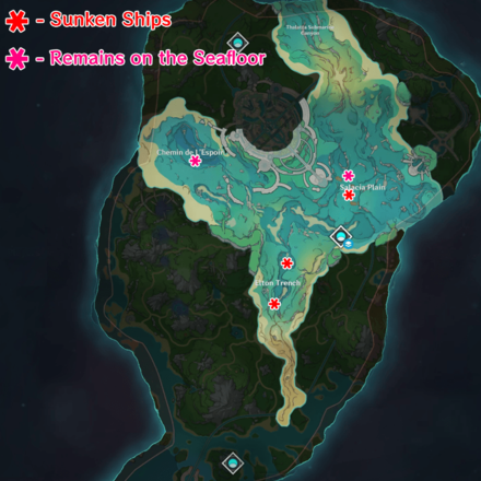 Genshin Impact - Sunken Object Locations Map