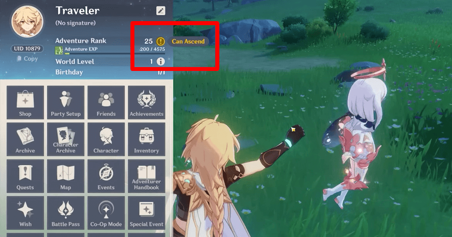 Genshin - Adventure Rank Ascension Quest Notification