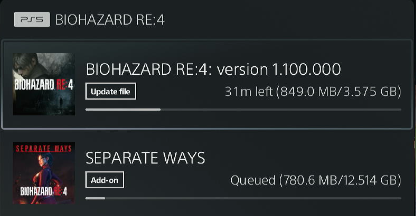 RE4 Remake - Separate Ways DLC File Size