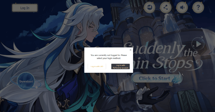 Genshin - Suddenly the Rain Stops - Log into hoyoverse