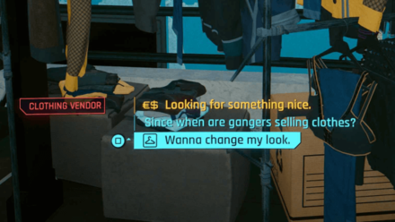 Cyperpunk 2077 Phantom Liberty - Clothing Vendor Change Looks