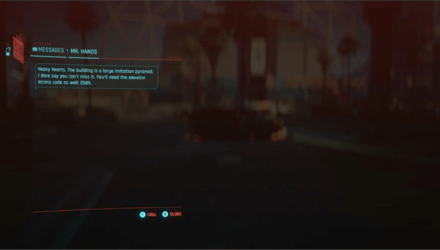 Cyberpunk 2077 - Read Mr. Hands’ Message Then Go to the Heavy Hearts Club