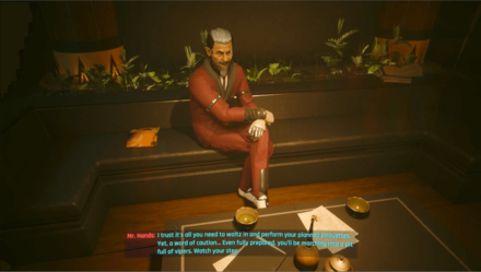 Cyberpunk 2077 - Talk to Mr. Hands them Leave the Club