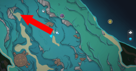 Genshin Impact - Waypoint Location Near Seahorse Cave (with Arrow)