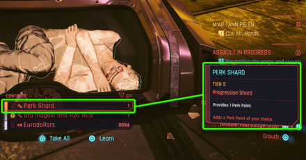 Cyberpunk 2077 Phantom Liberty -  Perk Shards