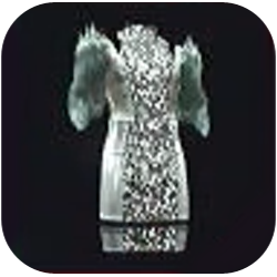 Off-White Dress with Gold Inlay