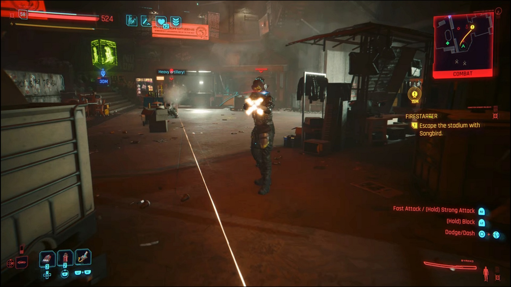 Cyberpunk - escaping the stadium with Songbird