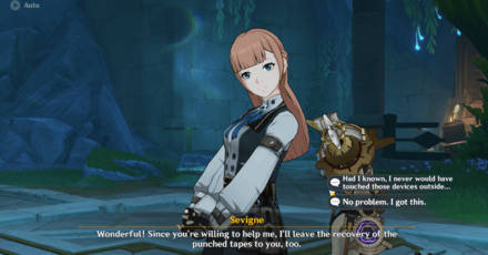 Genshin Impact - Treacherous Light of the Depths - Talk to Sevigne.png