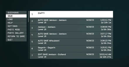 Starfield - Save and Reload