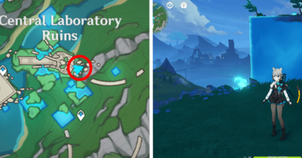 Genshin - Central Laboratory Ruins Puzzle - Seelie on a Cliff