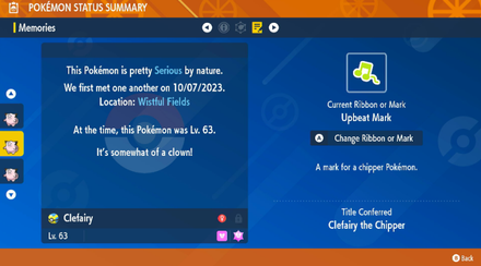 Pokemon SV - Clefairy Upbeat Mark