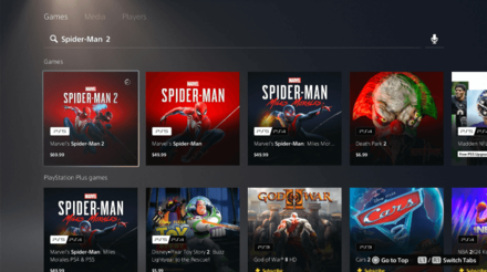 Spider-Man 2 PS5 - PlayStation Store Menu