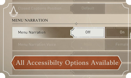 AC Mirage - All Accessibility Options Available