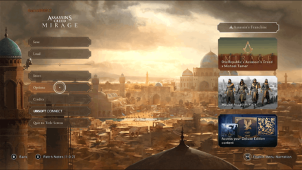 AC Mirage - Go to Options Menu