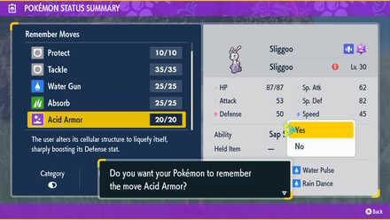 Pokemon Scarlet and Violet - Sliggoo Remember Acid Armor