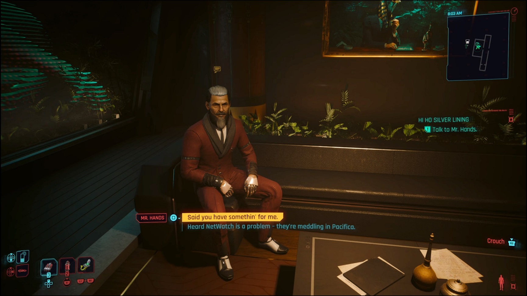 Cyberpunk - talking to Mr. Hands