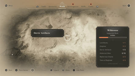 AC Mirage Dervis Artifact Wilderness Wilderness West Map Location