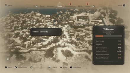 AC Mirage Dervis Artifact Wilderness Wilderness North Map Location