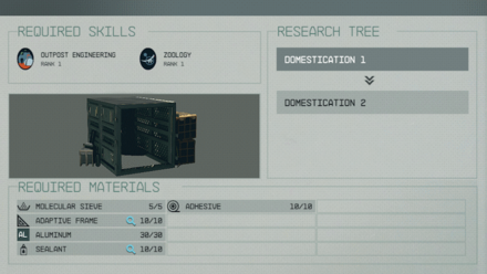 Starfield - Required for the Domestication Research Projects