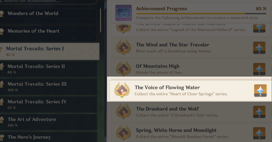 Genshin - Heart of Clear Springs Achievement