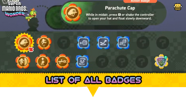 Super Mario Wonder - List of All Badges