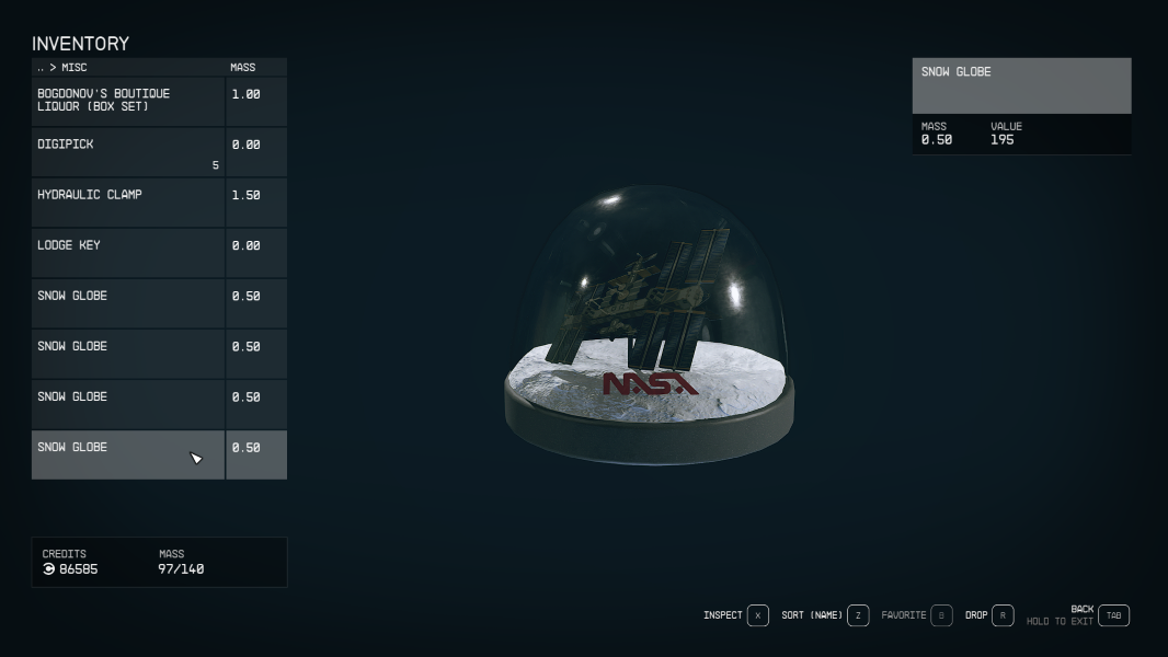Starfield - NASA ISS Snow Globe