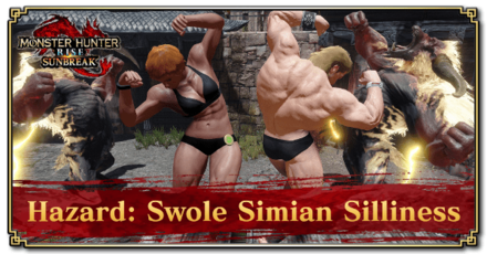 Monster Hunter Rise (MH Rise) - Hazard: Swole Simian Silliness Quest Banner