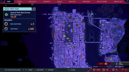 Spiderman 2 PS5 - Central Park: Bee Drones map view