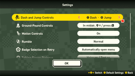 Super Mario Bros Wonder - Change Controls in the Settings Menu