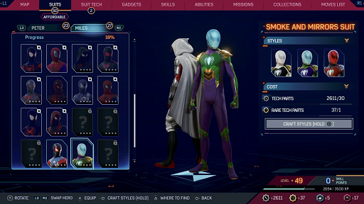 Spiderman 2 PS5 - Smoke and Mirrors Suit