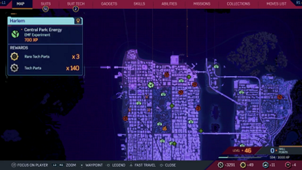 Spiderman 2 PS5 - Central Park: Energy map view