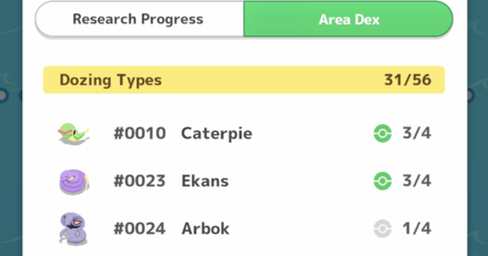 Pokemon Sleep - Area Dex