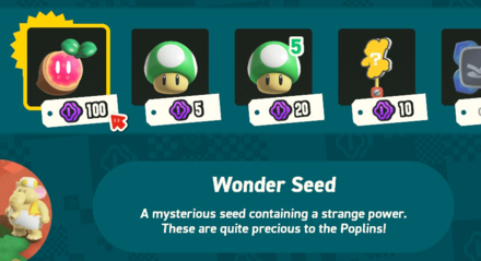 Super Mario Wonder - Poplin Shop Wonder Seed