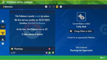Pokemon SV - Phantump Crafty Mark