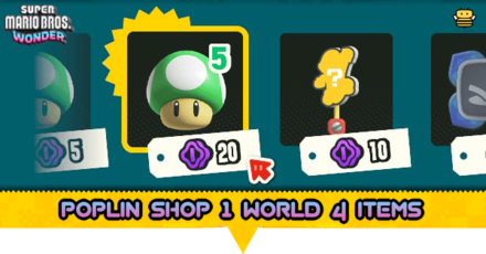 Super Mario Wonder - Poplin Shop 1 Sunbaked Desert (World 4) Items