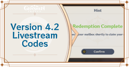 Genshin Impact - 4.2 Livestream Codes List and Rewards