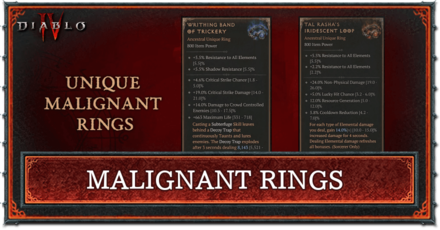 Diablo 4 D4 - Malignant Rings
