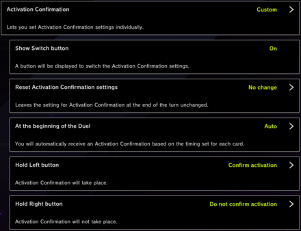 Master Duel - Custom Activation Setting