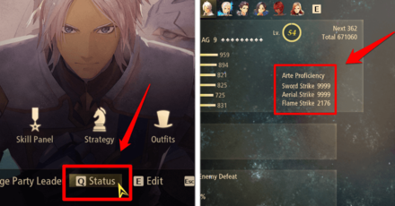 Tales of Arise - Status Menu and Proficiencies
