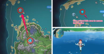 Genshin Impact - Hydro Tulpa Map Location Northwest of the Elynas Mountain Ridge